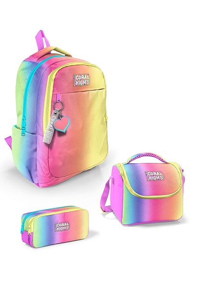 Coral High Set de 3 genți de școală cu modele de tranziție de culoare pentru copii SET0123668