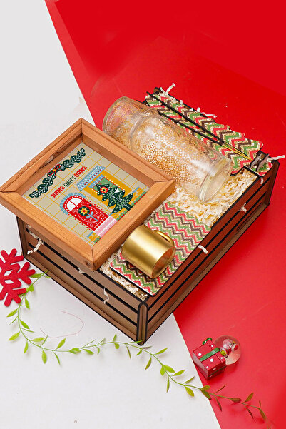 TrendHediye Doğal Ahşap Çerçeve, Sunumlu Fincan, Başucu Sürahisi, Tütsü, Ahşap Defter Hediye Seti