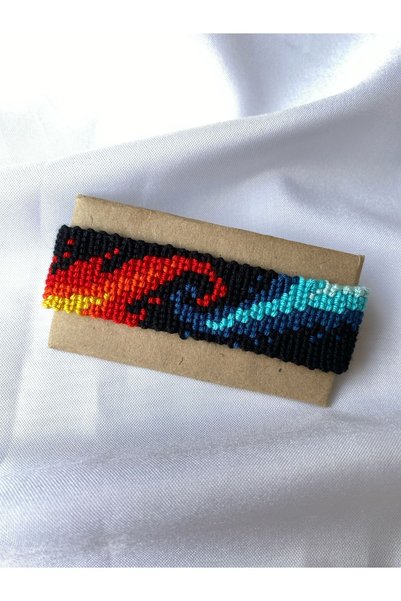 MELUSH Fire and Water Pattern Bracelet Handcrafted Knitted Bracelet