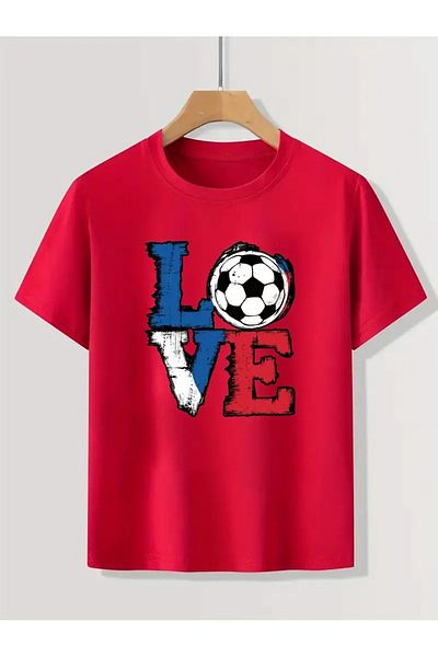 vinraus Girl\Boy Red Love Top Printed Combed Cotton T-Shirt