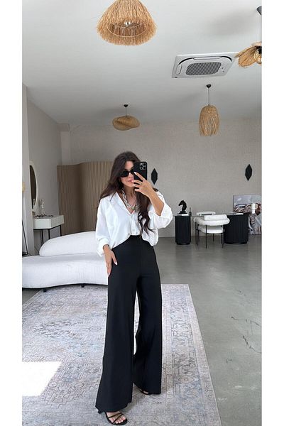 Buket Teke Black Waist Corset Fabric Trousers
