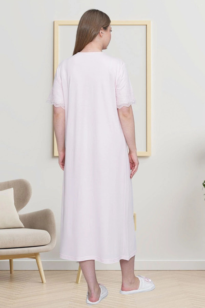 Lohusa Homewear Women's Pink Lace Detailed Large Size Nightgown