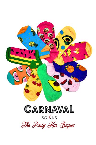 CARNAVAL SOCKS КУТИЯ С 10 ПЪСТЪРДИ ЧОРАПИ С ПЛОДОВИ ШАБЛОНИ