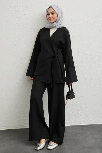 InStyle Linen Kimono Double Black Set
