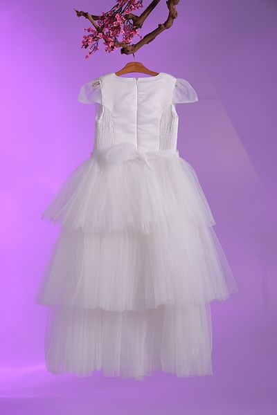 Pina Kids Pearl Line Detailed V-Neck Evening Dress for Girls Aby.2216