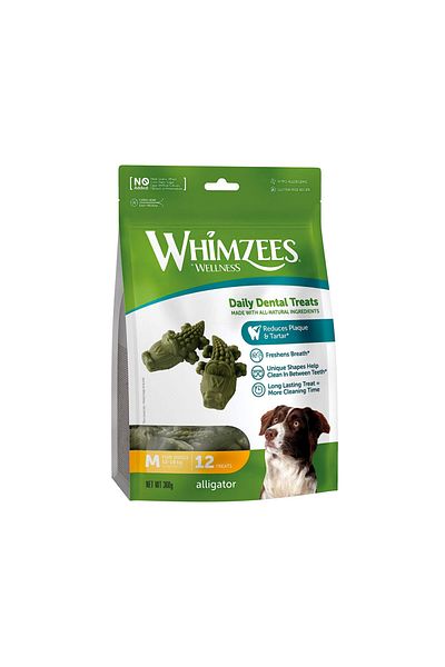 Whimzees Alligator All Natural Daily Dental Chew for Medium Dogs - 12 Counts