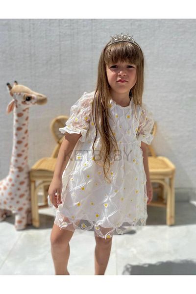 KETBaby Girl's Daisy Patterned Short Sleeve Dress