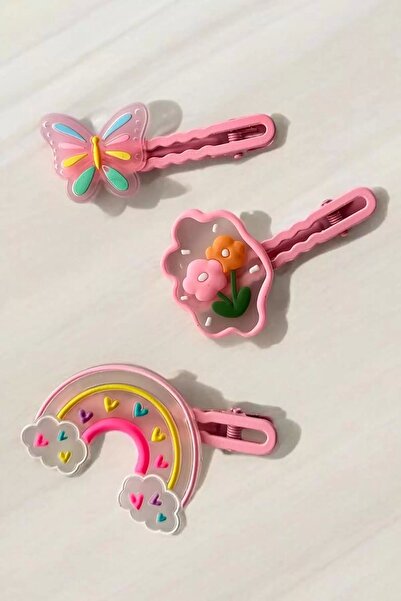 TakıDolabı Σετ πλαϊνών αγκράφων 3 τεμαχίων με μικτές φιγούρες σε ροζ χρώμα