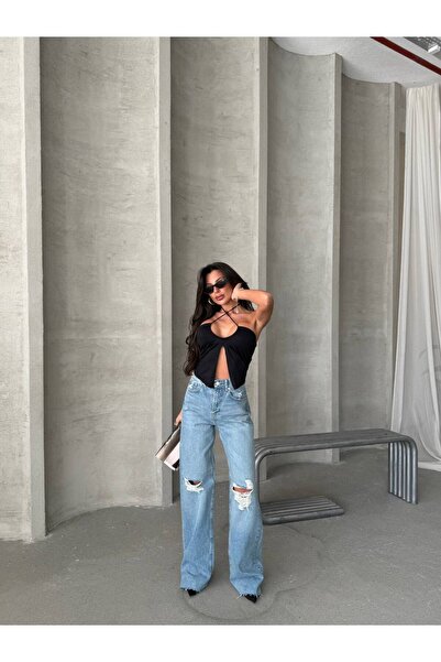 DENİKK TREND SPECIAL DESIGN ΠΛΑΤΗ ΠΟΔΙ PALAZZO JEAN ΤΕΝΙΝ ΠΑΝΤΕΛΟΝΙ ΛΕΠΤΟΜΕΡΕΙΑΣ