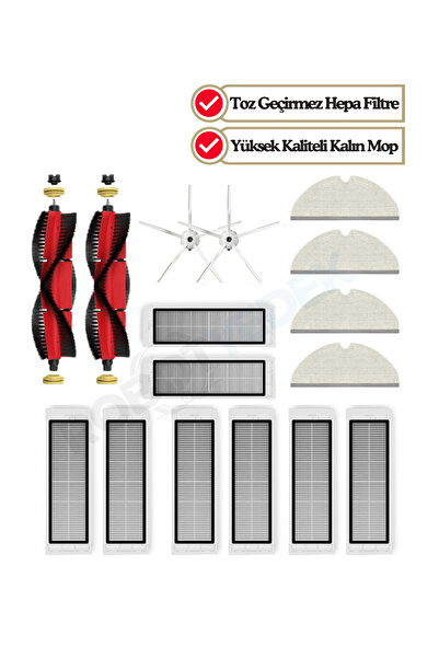 robotyedek Set de mopuri Roborock S6/S6 Pure 16 piese - Perie de schimb compatibilă și filtru Hepa