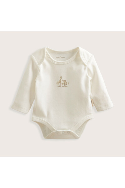 Chakra Safari Yenidoğan Kısa Kollu Body Ekru