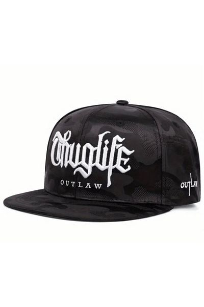 CosmoOutlet Thug Life Embroidered Adjustable Back Hip Hop Model Black Men's Hat