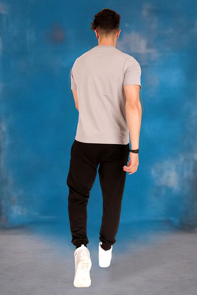 rec specs Men's Gray T-Shirt & Jogger Pants Set Chest Pocket Detailed Elastic Leg Sports Set