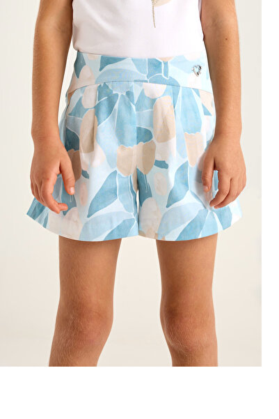 MAYORAL Kız Çocuk Baskılı Şort Etek 4-8 Yaş Mavi