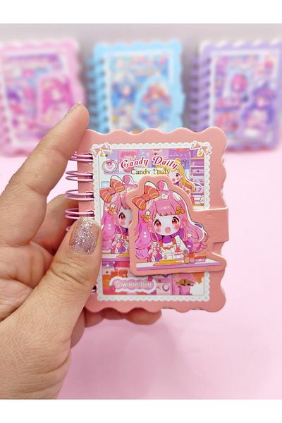 Limmy Cute Girl Mini Pocket Size Notebook 7x8 cm Nud (pudra)