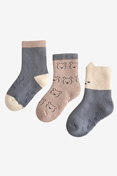 Katia&Bony Baby Cute Teddy Bear Patterned 3-Piece Towel Socks