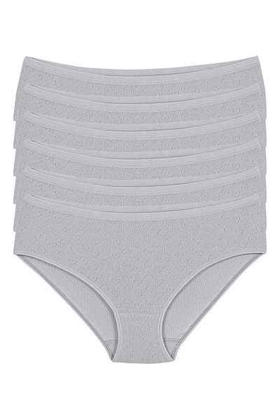 YILDIZ Cotton Heart Ribbed Bato Panties 6 Pack Gray Star Kod3589