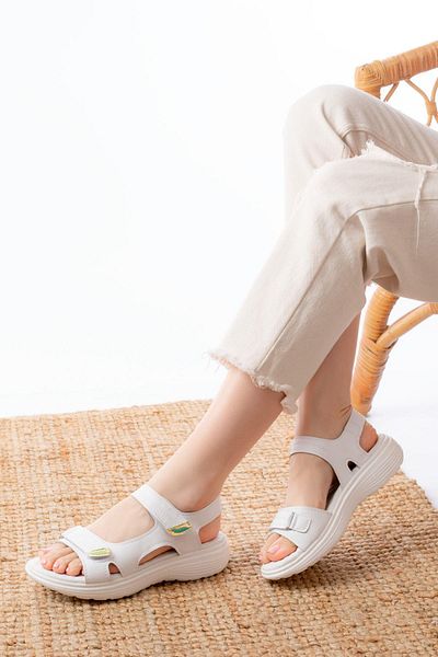 Aymood DM-363 Sandale de zi cu zi pentru femei cu cusături cu velcro