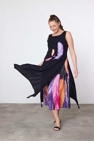 AGORATEKSTİL Women's Double Layer Viscose Thick Strap Dress