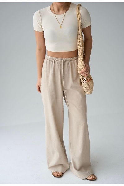 My Blog Pantaloni bej 100% bumbac in - 251005