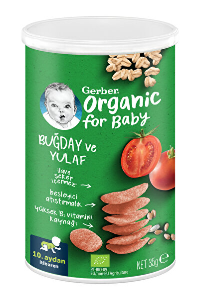 GERBER Organıc Buğday, Yulaf, Domates, Havuç Ve Soğanlı Bebek Ve Küçük Çocuk Atıştırmalığı 5x35g