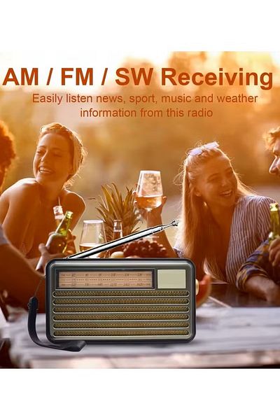 Denx راديو هاي فاي، FM/AM/SW، مشغل USB/TF/BT، بطارية قابلة لإعادة الشحن DX2437