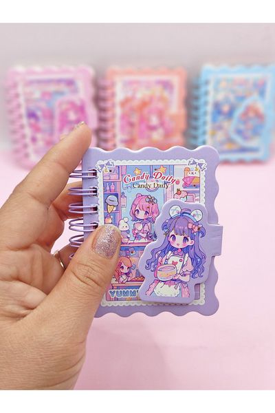 Limmy Purple Cute Girl Pocket Size Mini Notebook, Notepad (7x8 cm)