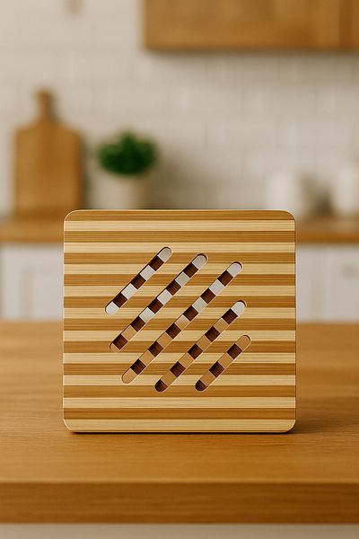 DolphFin Wooden Square Trivet (2 Pieces) Natural and Stylish