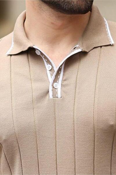 Madmext Ανδρικό πλεκτό μπλουζάκι με κουμπιά βιζόν E7408