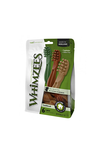 Whimzees فرشاة أسنان ستار كبيرة الحجم، مزيج بني/أخضر/برتقالي - 6 قطع