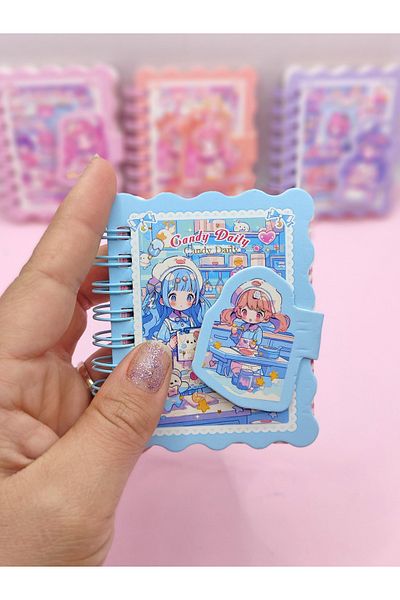 Limmy Blue Cute Girl Mini Pocket Size Notepad 7x8 cm
