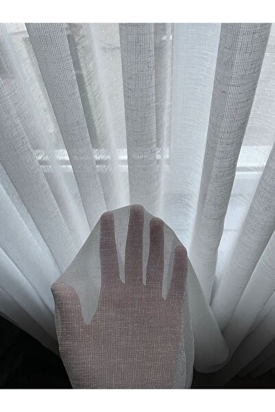 Bercem Home Yüksek Kalite-Simli Keten Tül-Beyaz-Normal Pile(1x2.5)