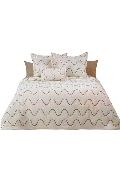 ROYAM Viola Ayana Cream Velvet Double Bedspread 250 X 260