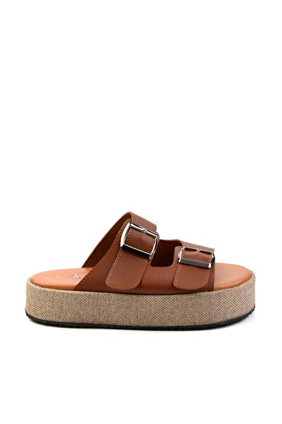 Bambi Taba Leather Kadın Terlik K04423050103
