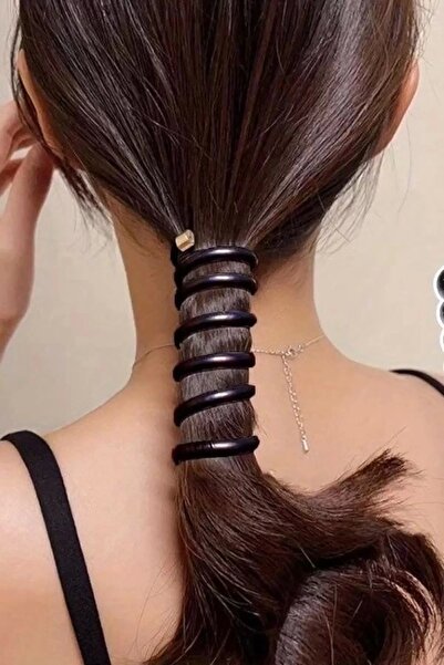 TakıDolabı مشبك حلزوني زنبركي مكون من قطعتين باللون الأسود