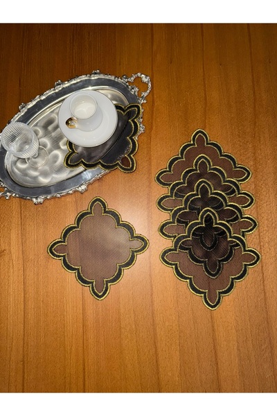 Smiling Home 6 Pieces Gold Color Double Wavy Cloud Embroidered Wire Breaking Suitable for Sewing Cocktail Presentation Napkin