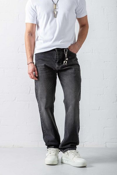 ablukaonline Men's Regular Fit Stitching Detailed Jean Black
