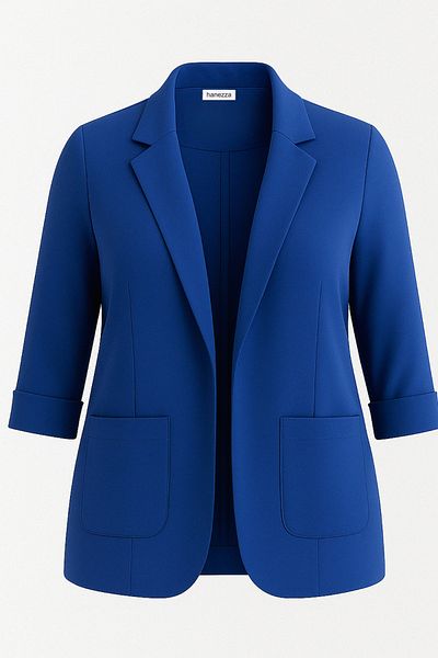 Hanezza Jachetă Blazer de damă| Sax| Dimensiune mare| 7 culori| Compatibil cu costum