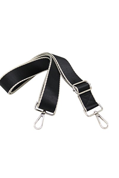 Anatolia Siyah Krem Çizgili Ayarlanabilir Çanta Askısı (4 cm x 120 cm)