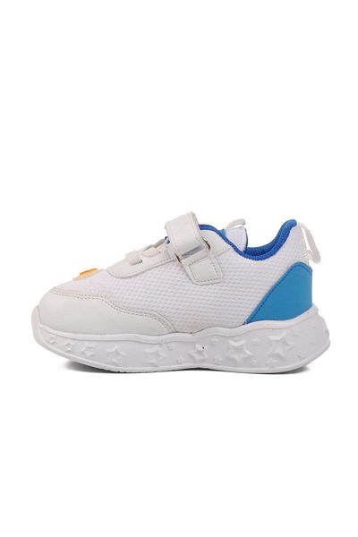 WALKWAY White Blue Velcro Lighted Lightweight Unisex Children's Sneakers B