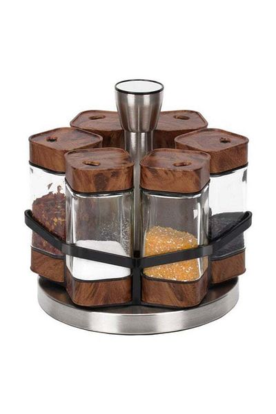 ALMUFARREJ 6-Piece Spice Bottle Set Brown