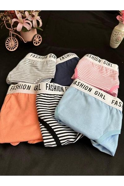 BEYAZTOPTAN Women's Multicolor Fashion Girl 6 Pack Slip Panties