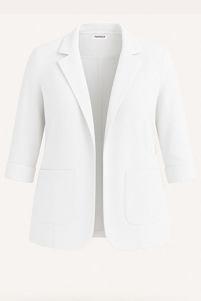 Hanezza Jachetă Blazer de damă| Alb| Dimensiune mare| 7 culori| Compatibil cu costum