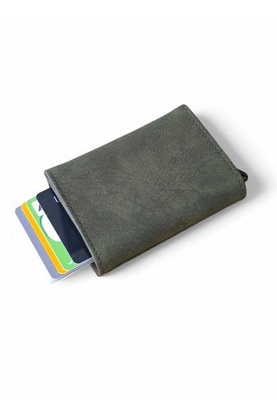 North Polo Club Men's Money Compartment Automatic Mechanism Leather Card Holder Wallet Portfolio