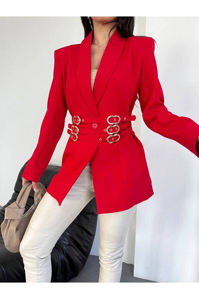 NILOO Women's Red Jacket with 3 Belts