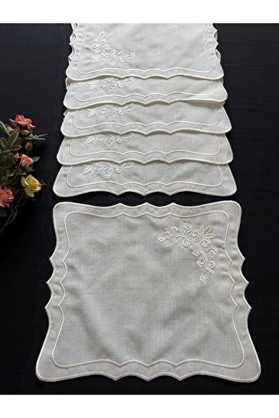 Smiling Home 6 Adet Keten Ekru Renk Taç Modeli Amerikan Servisi/supla