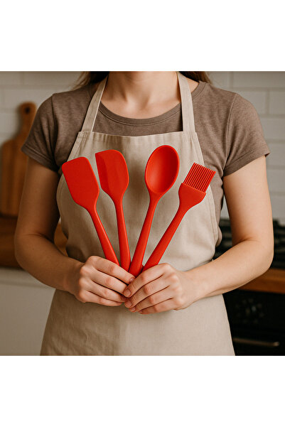 Home طقم ملاعق ملعقة سيليكون مكون من 4 قطع مقاومة للحريق وغير لاصقة