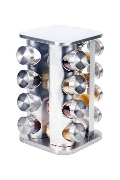 ALMUFARREJ 16-Piece Spice Sprinkler Bottle Set Silver/Clear 35 x 25 x 25cm