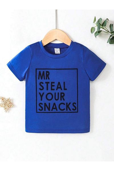 vinraus Tricou din bumbac pieptănat cu imprimeu Sax Blue Steal Your Snacks pentru fată/băiat