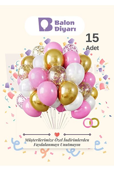 BALON DİYARI مجموعة بالونات ذهبية كروم وردية وبيضاء مكونة من 15 قطعة بجودة عا...